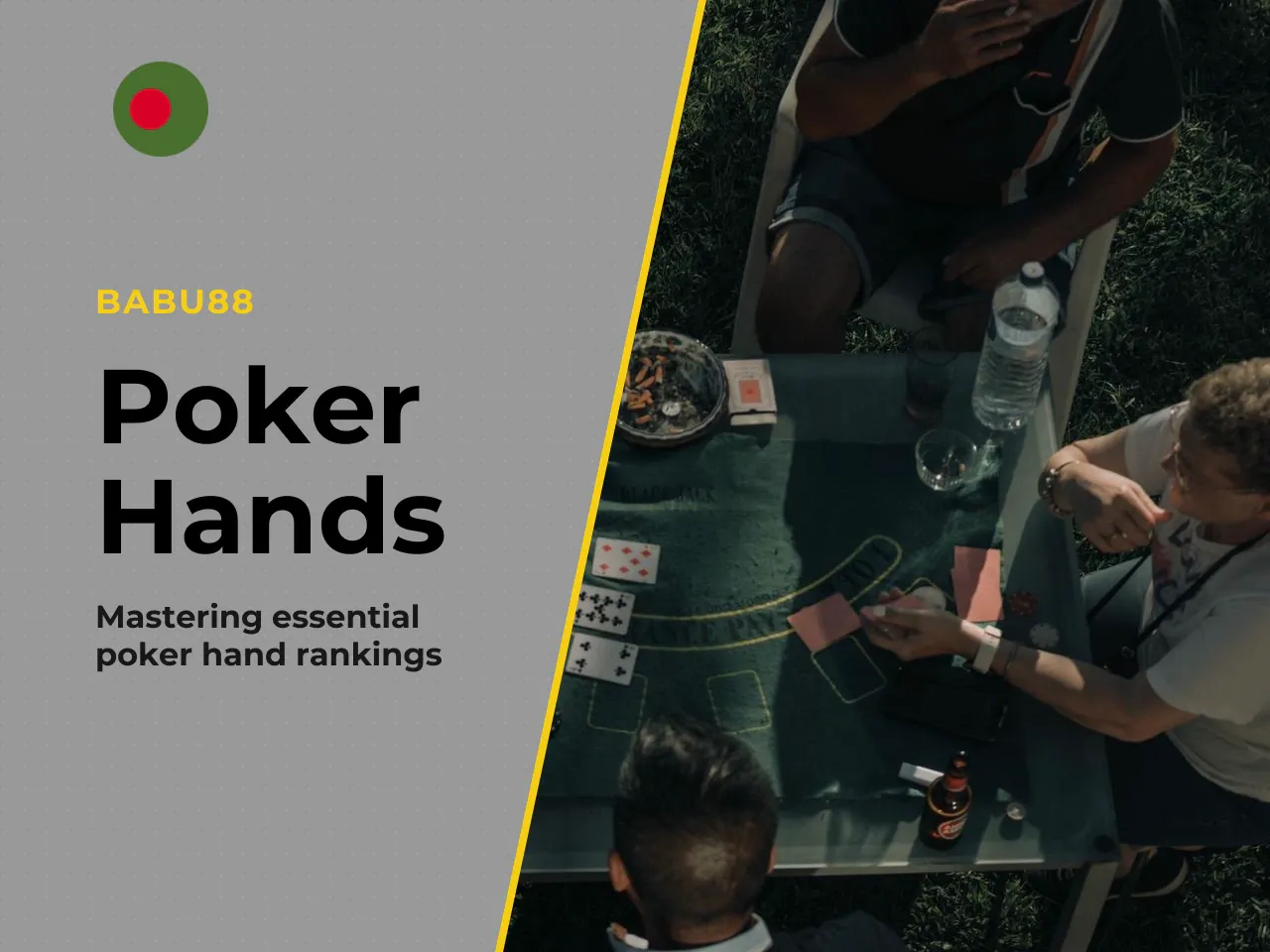Card Values and Poker Hands. Hand hierarchy is based on the statistical frequency with which particular card combinations appear. A royal flush is the rarest and strongest of all hands; a lone high ca
