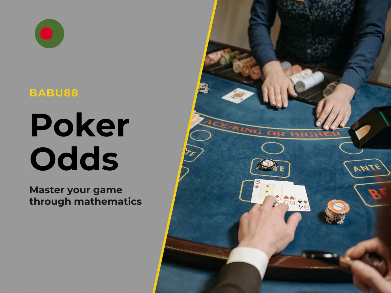 Using Poker Odds Calculators. To train your mathematical intuition, use a *poker odds calculator*. By entering your hole cards and the board cards you can see the exact winning percentage, which remov